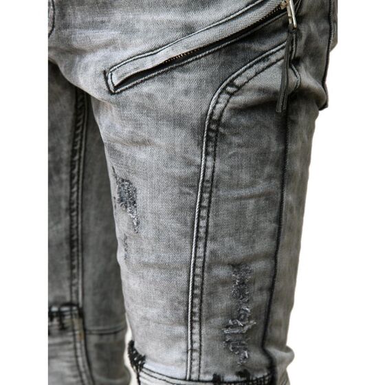 Red Bridge Mens Hard Skinny Jeans Slim Fit Jeans Grey