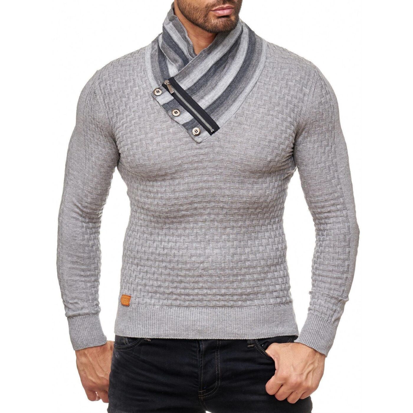 Red Bridge Men Supple knit sweater pullover with turned down collar g ...