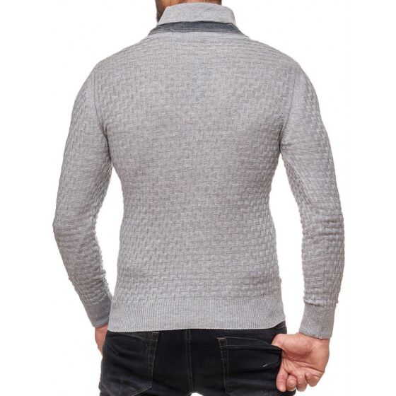 Red Bridge Herren Supple Strickpullover Pullover mit Klappkragen grau