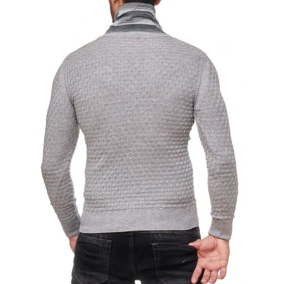 Red Bridge Mens Supple Knit Jumper Jumper with Folding Collar Grey