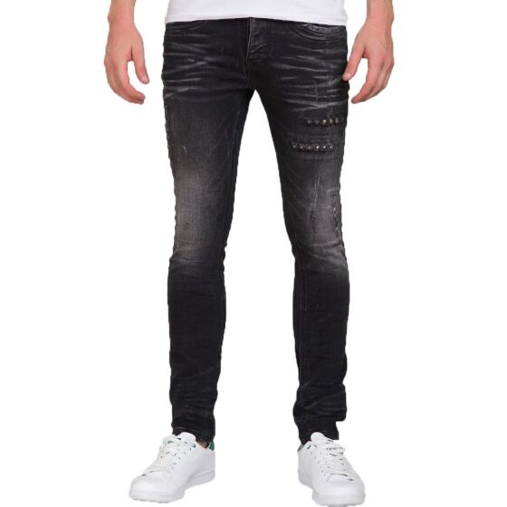 Red Bridge Herren Woke Jeans Schwarz mit Nieten