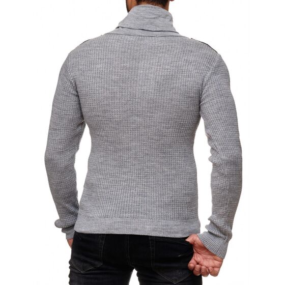 Red Bridge Herren Calmly Strickpullover Pullover mit Klappkragen grau