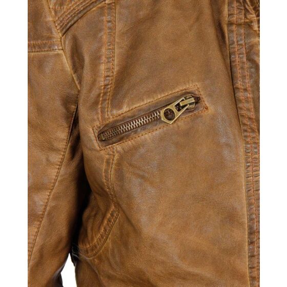 Red Bridge Herren Rifle Jacke Kunst- Lederjacke Jacket braun