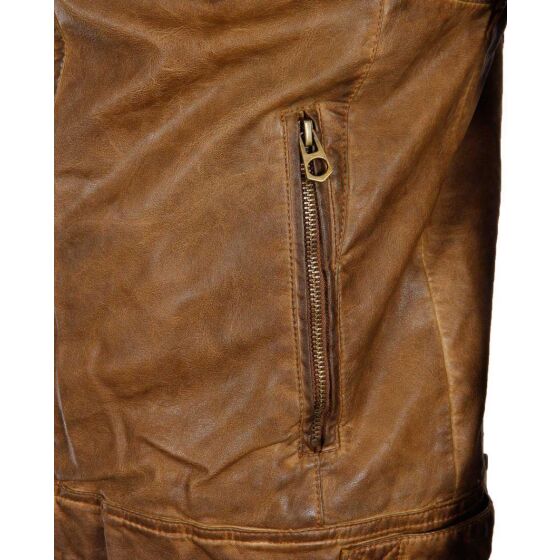 Red Bridge Mens Rifle Jacket Faux Leather Jacket Brown