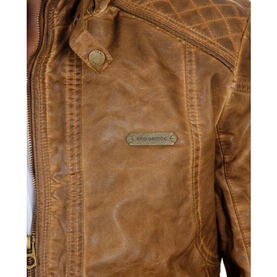 Red Bridge Mens Rifle Jacket Faux Leather Jacket Brown