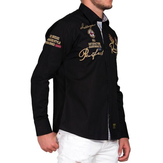 Red Bridge Herren R-Style langarm Hemd Shirt schwarz