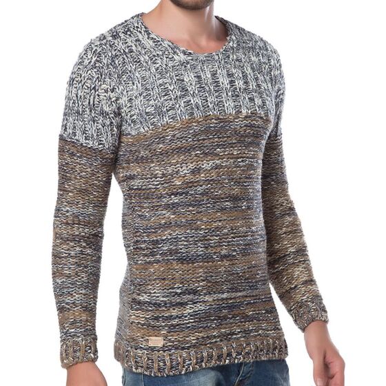 Red Bridge Mens Wrap Low Carb Knit Jumper Camel