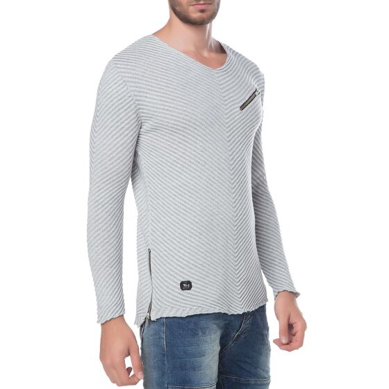 Red Bridge Herren V-Grooves Strickpullover Oversized Grau XXL