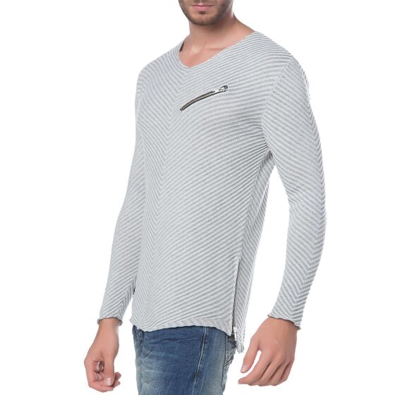 Red Bridge Mens V-Grooves Knit Jumper Oversized Gray XXL