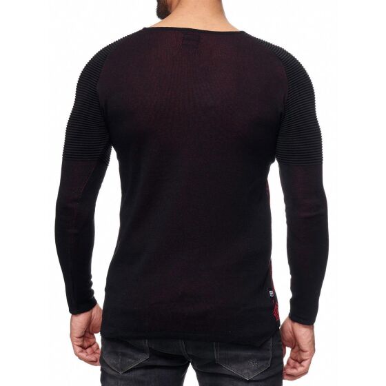 Red Bridge Herren Paisley Grooves Strickpullover Oversized Rot