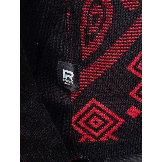 Red Bridge Mens Paisley Grooves Knit Jumper Oversized Red