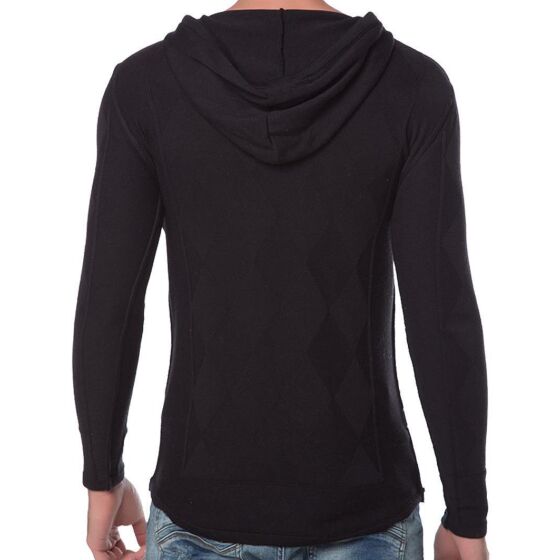 Red Bridge Mens Knit Jumper Checkered Hoodie Jumper Black