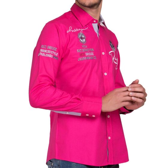 Red Bridge Herren R-Style Design Regular Fit Langarm Hemd Fuchsia