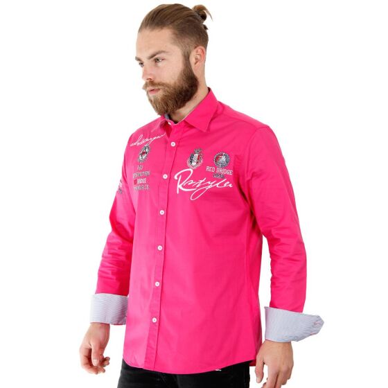 Red Bridge Herren R-Style Design Regular Fit Langarm Hemd Fuchsia