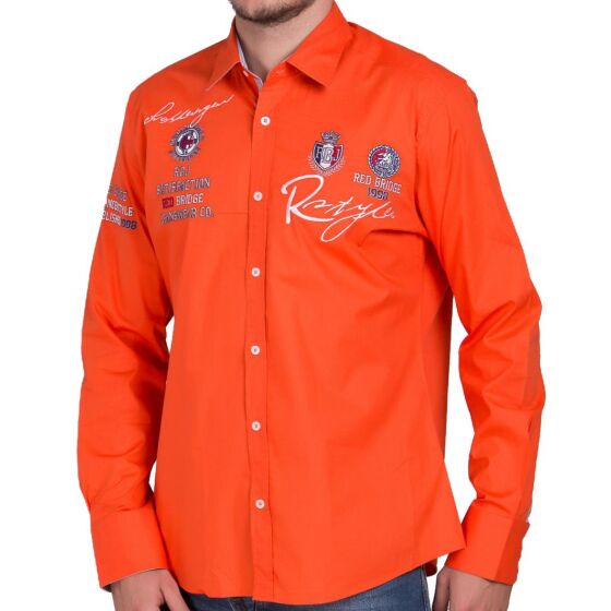 Red Bridge Herren R-Style Design Regular Fit Langarm Hemd Coral