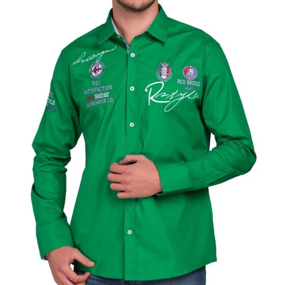 Red Bridge Mens R-Style Design Regular Fit Long Sleeve Shirt Green