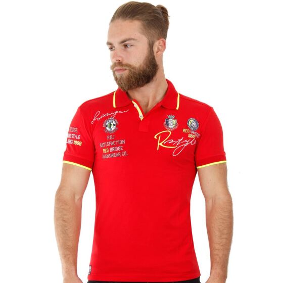 Red Bridge Mens R-Style Design Polo Shirts Polo T-Shirt Red
