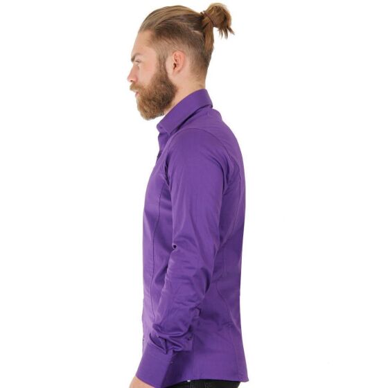 Red Bridge Mens Basic Design Slim Fit Long Sleeve Shirt Violet