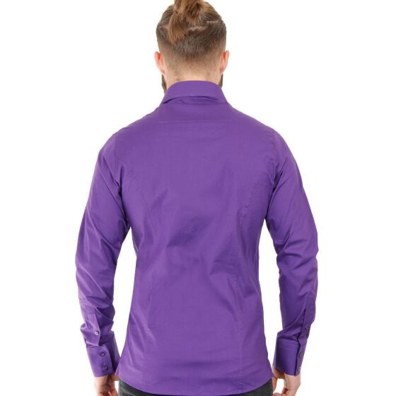 Red Bridge Mens Basic Design Slim Fit Long Sleeve Shirt Violet