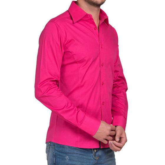 Red Bridge Herren Basic Design Slim Fit Langarm Hemd Fuchsia