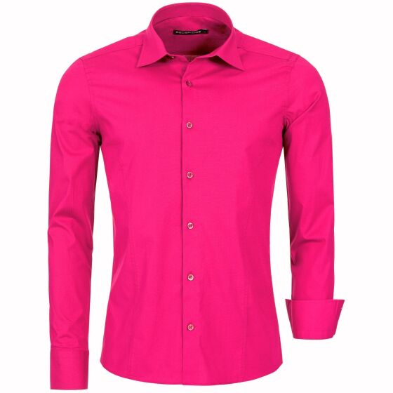 Red Bridge Mens Basic Design Slim Fit Long Sleeve Shirt Fuchsia