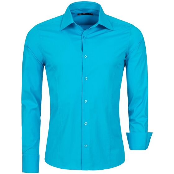 Red Bridge Mens Basic Design Slim Fit Long Sleeve Shirt Turquoise