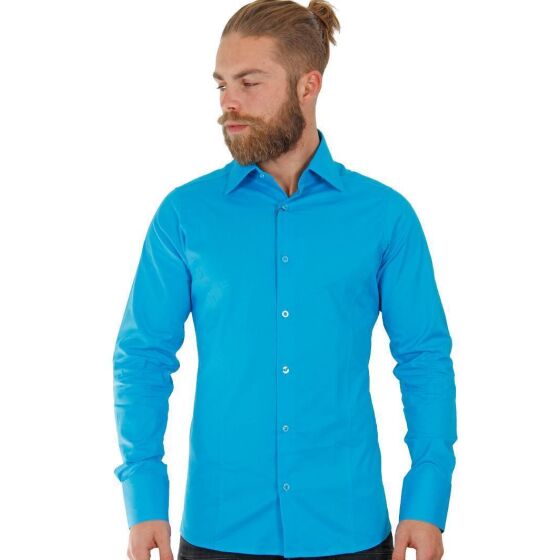 Red Bridge Mens Basic Design Slim Fit Long Sleeve Shirt Turquoise