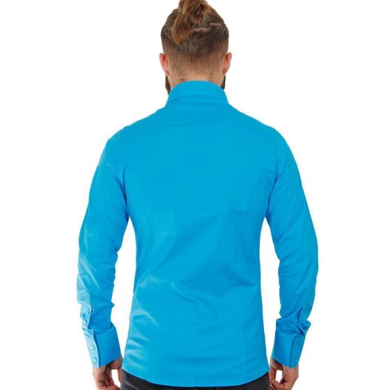 Red Bridge Mens Basic Design Slim Fit Long Sleeve Shirt Turquoise