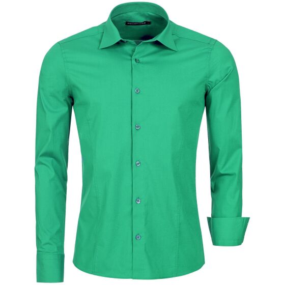 Red Bridge Mens Basic Design Slim Fit Long Sleeve Shirt Green