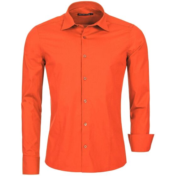 Red Bridge Mens Basic Design Slim Fit Long Sleeve Shirt Coral