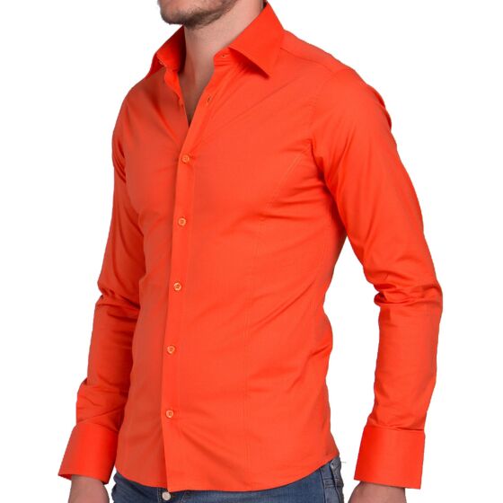 Red Bridge Mens Basic Design Slim Fit Long Sleeve Shirt Coral
