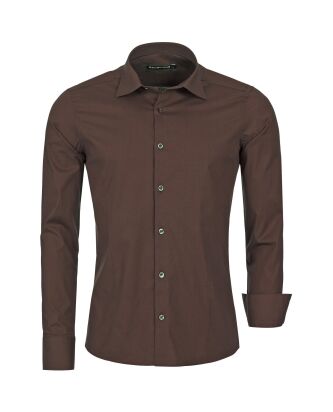 Red Bridge Herren Basic Design Slim Fit Langarm Hemd Braun