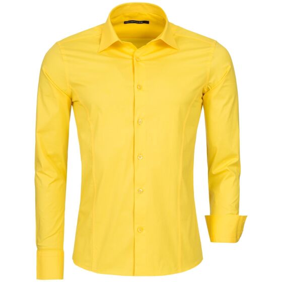 Red Bridge Mens Basic Design Slim Fit Long Sleeve Shirt Yellow