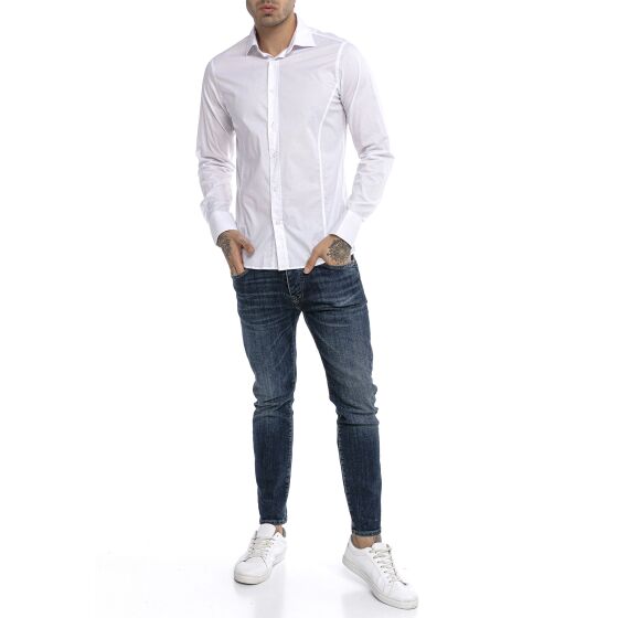 Red Bridge Herren Basic Design Slim Fit Langarm Hemd Weiß