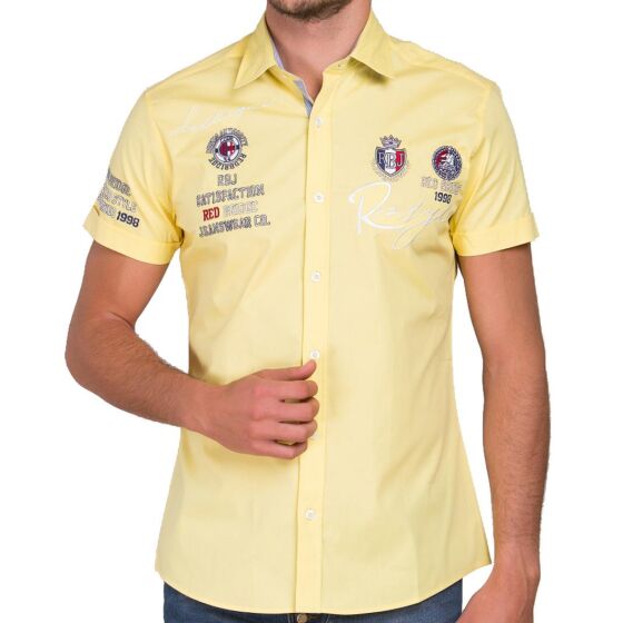 Red Bridge Mens R-Style Design Slim Fit Short Sleeve Shirt Yellow