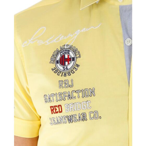 Red Bridge Mens R-Style Design Slim Fit Short Sleeve Shirt Yellow