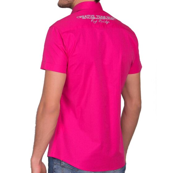 Red Bridge Mens R-Style Design Slim Fit Short Sleeve Shirt fuchsia