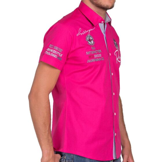 Red Bridge Mens R-Style Design Slim Fit Short Sleeve Shirt fuchsia