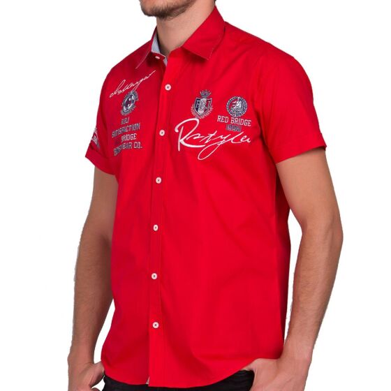 Red Bridge Herren R-Style Design Slim Fit kurzarm Hemd rot