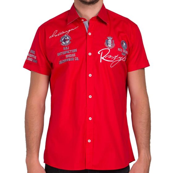 Red Bridge Mens R-Style Design Slim Fit Short Sleeve Shirt Red