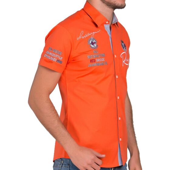 Red Bridge Mens R-Style Design Slim Fit short-sleeved shirt coral