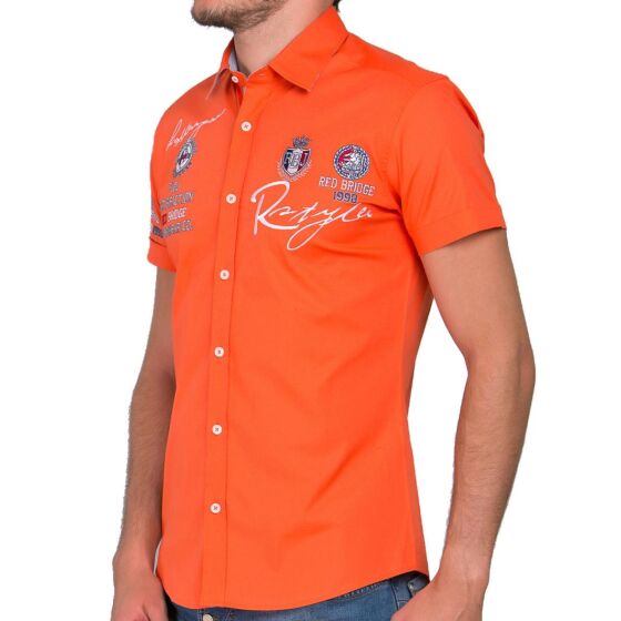 Red Bridge Mens R-Style Design Slim Fit short-sleeved shirt coral