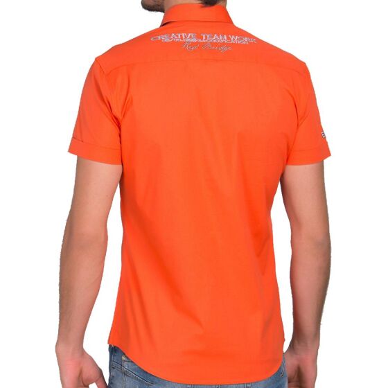 Red Bridge Mens R-Style Design Slim Fit short-sleeved shirt coral