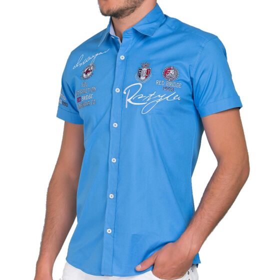 Red Bridge Mens R-Style Design Slim Fit Short Sleeve Shirt Blue