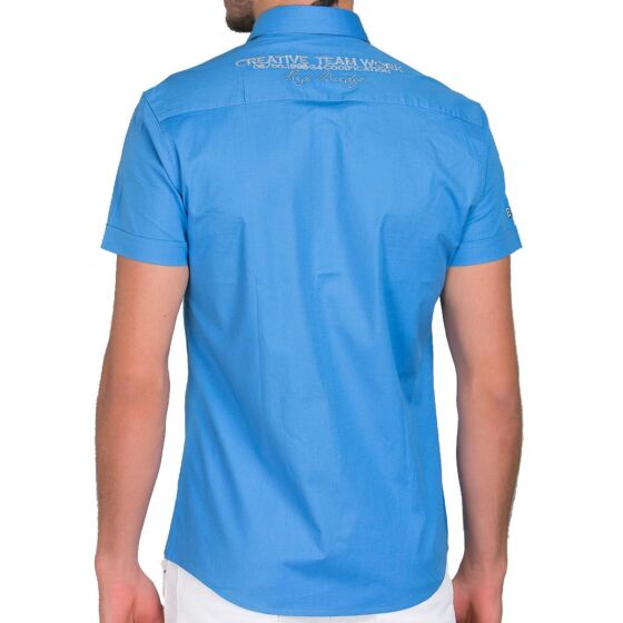 Red Bridge Mens R-Style Design Slim Fit Short Sleeve Shirt Blue