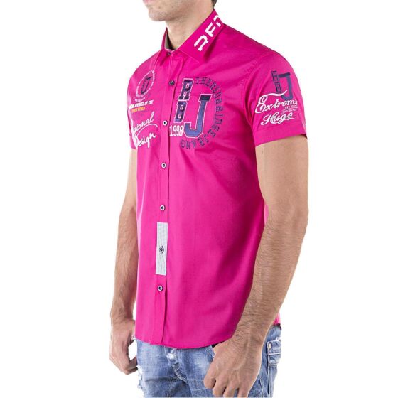 Red Bridge Mens professional design slim fit short sleeve shirt fuchsia