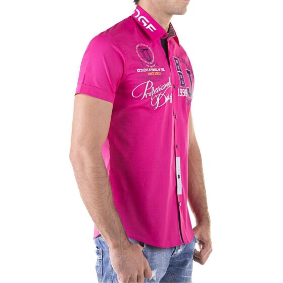 Red Bridge Mens professional design slim fit short sleeve shirt fuchsia