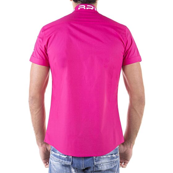 Red Bridge Mens professional design slim fit short sleeve shirt fuchsia