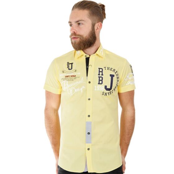 Red Bridge Mens Professional Design Regular Fit Short Sleeve Shirt Yellow