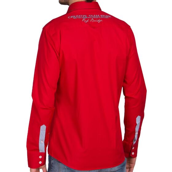 Red Bridge Herren R-Style Design Regular Fit Langarm Hemd Rot